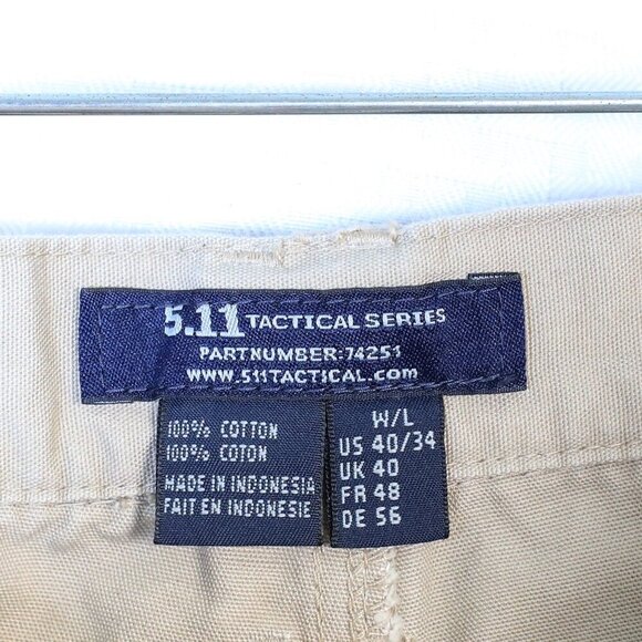 5.11 Tactical Series Size 40/34 (33") 100% Cotton Elastic sides khaki color - Picture 11 of 13